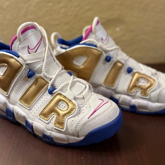 Nike Uptempo Sneakers with Gold and Blue Accents - Picture 5 of 9